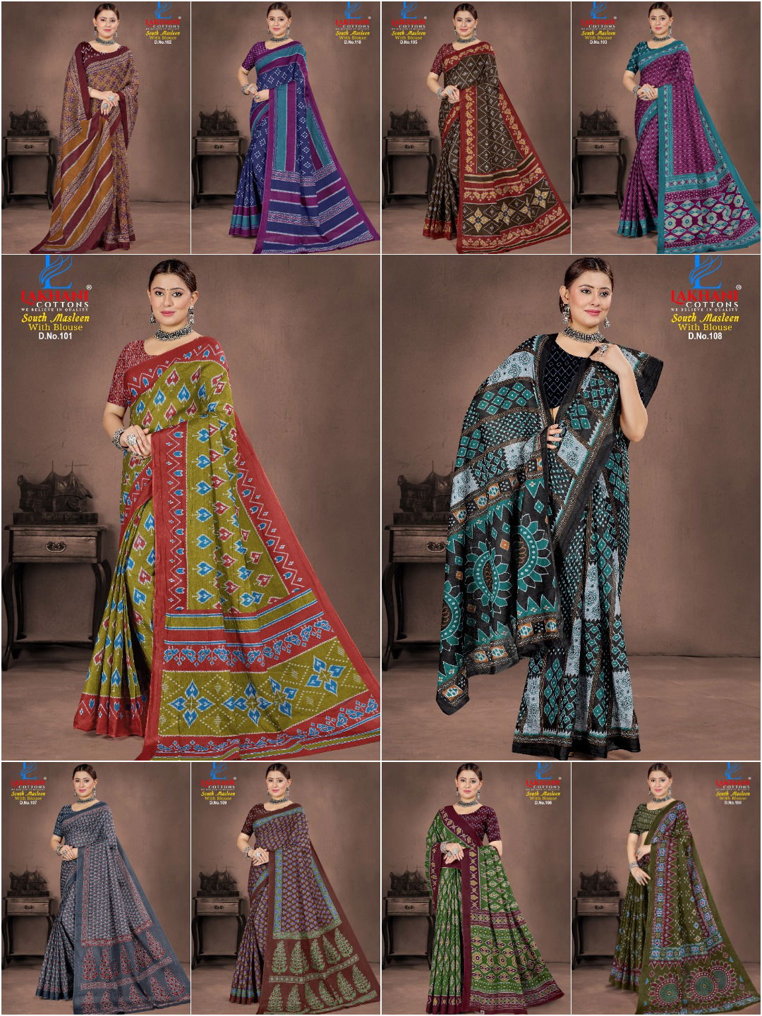 South Masleen Vol 1 By Lakhani Cotton Printed Daily Wear Sarees Orders In India